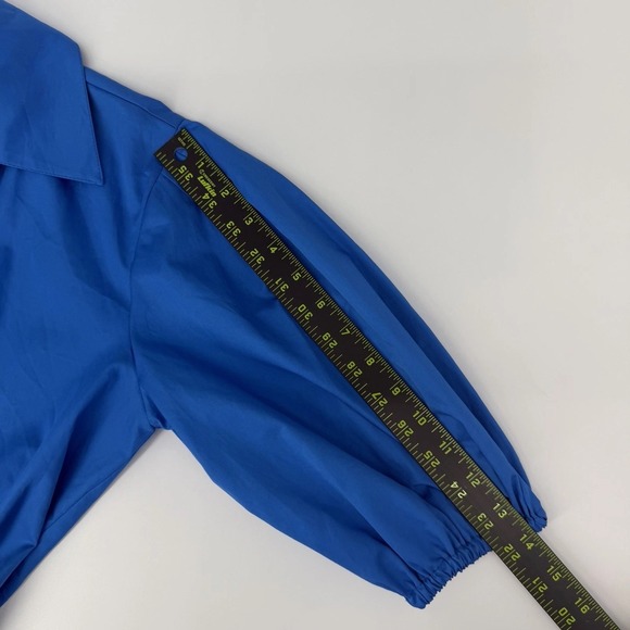 Kasia Blue Mini Dress Button Front Balloon Sleeve Women's Size Small Tiered - Picture 8 of 9